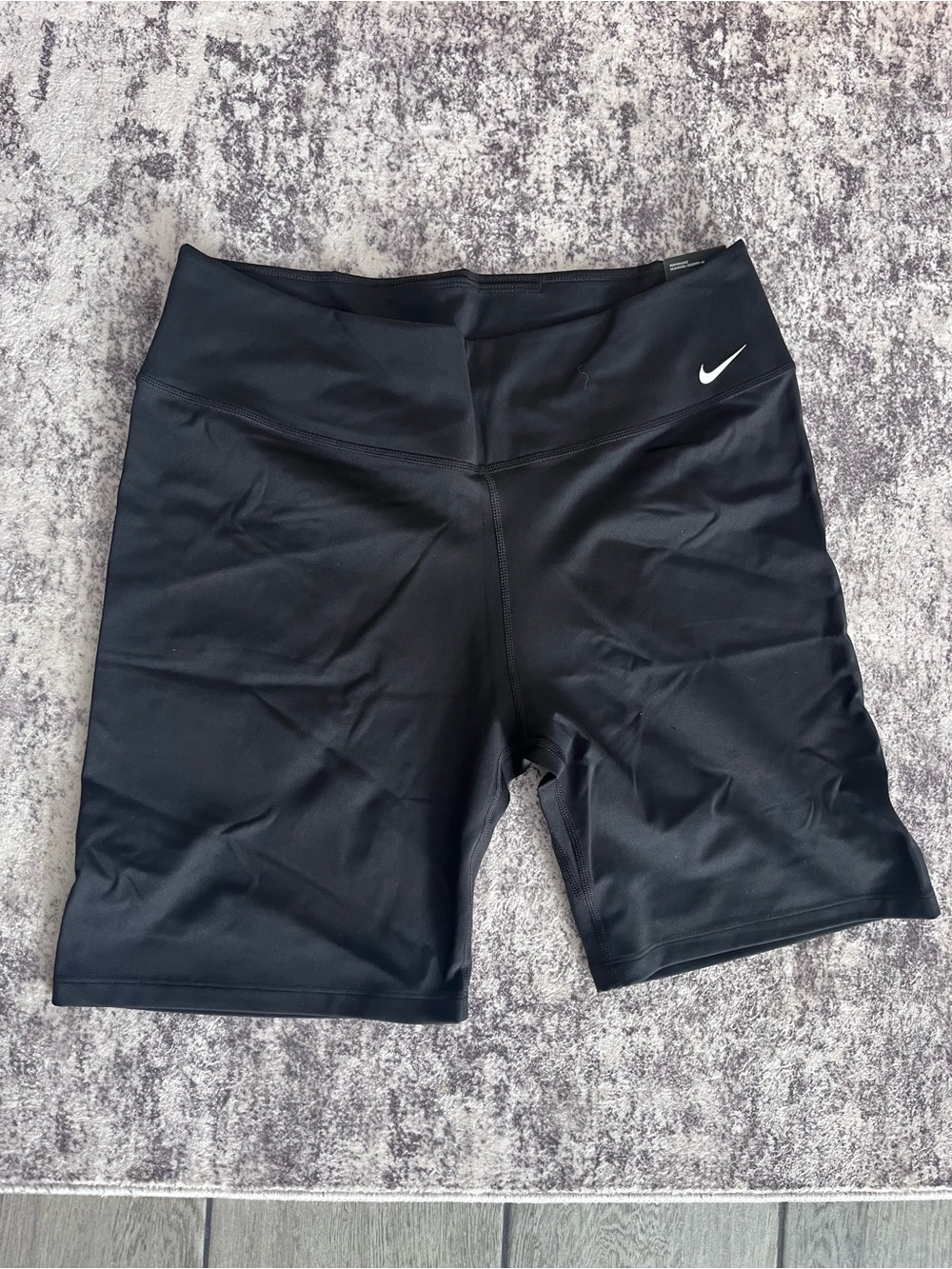Nike Black High-Rise Bike Shorts with White Swoosh